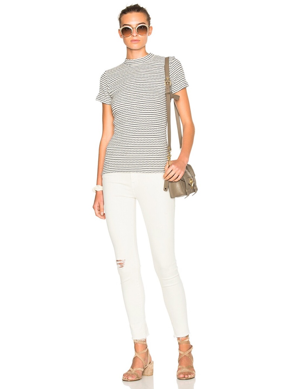 MOTHER Double Fray Charmer Warm Ivory Skinny Jeans Women’s size 25